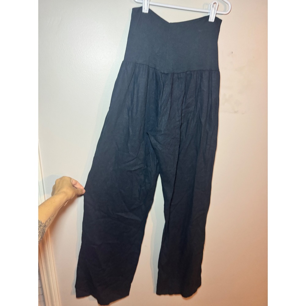 Love Tree Black Linen Blend Wide Leg High Waisted Pants Small S/093200 - Picture 6 of 8